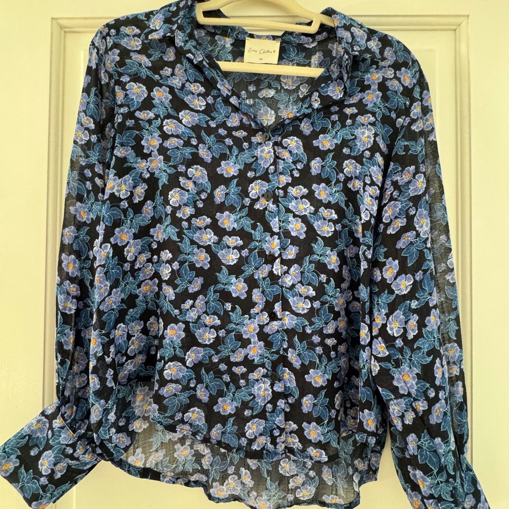 Easy Clothes Floral Button-Down Blouse Women's Mesium